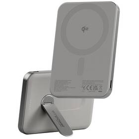 Powerbank PanzerGlass empower Qi2 5000 mAh, MagSafe, KickStand sivý

