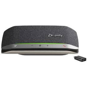 Konferenčný mikrofón HP Poly Sync 20+, USB-C, adaptér BT600 strieborná farba
