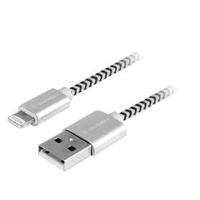 Kábel GoGEN USB / lightning, 2m, opletený strieborná farba
