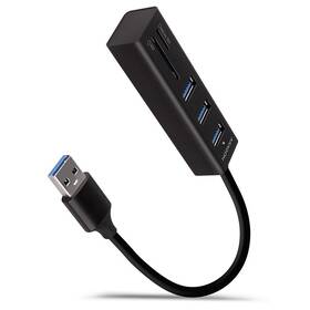 USB Hub Axagon USB 3.2 Gen 1 húb, 3x USB-A + čítačka kariet SD/microSD, kábel USB-A 20cm čierny

