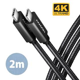 Kábel Axagon SPEED+ USB-C / USB-C, 2m,PD 100W, 4K HD, pletený čierny

