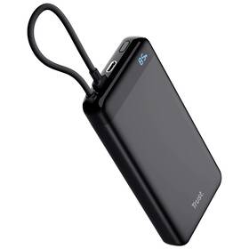 Powerbank Trust Fiera, 20000 mAh, s káblom, 2x USB-C čierna

