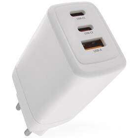 Nabíjačka do siete EMOS GaN, 65W, 1x USB-A/2x USB-C biela


