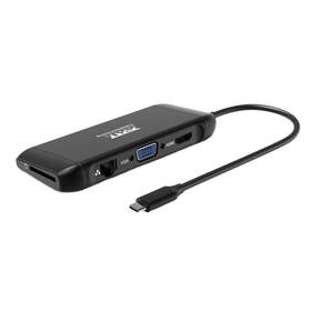 Dokovacia stanica PORT CONNECT 8v1 DUAL SCREEN, HDMI, VGA, 3xUSB-A, RJ-45, TF, SD čierna


