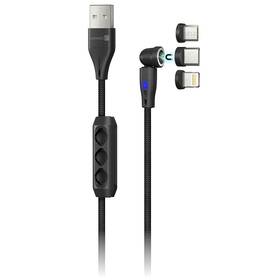 Kábel Connect IT Magnetic PowerLink 3in1, USB-C/Lightning/microUSB, 2 m čierny

