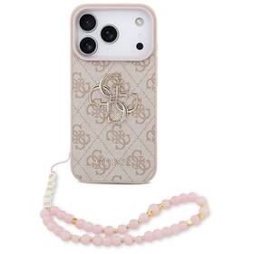 Kryt na mobil Guess PU 4G Metal Logo Strap na Apple iPhone 17 Pro ružový

