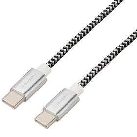 Kábel GoGEN USB-C/USB-C, 3m, opletený strieborná farba
