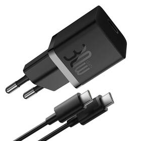 Nabíjačka do siete Baseus GaN5 30W USB-C 100W, USB-C kabel 1 m čierna

