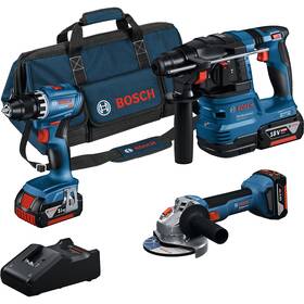 Sada aku náradia Bosch Professional 18V GSR+GWS+GBH+3x4 (s baterií) 

