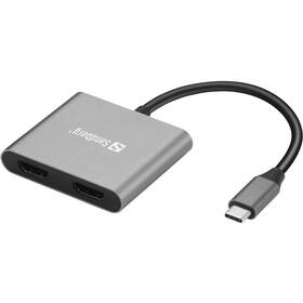 Dokovacia stanica Sandberg USB-C Dock, 2xHDMI, USB-A 3.0, USB-C PD 100W čierna

