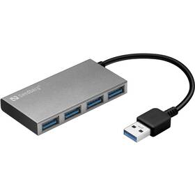 USB Hub Sandberg USB 3.0 Pocket Hub 4-port strieborný

