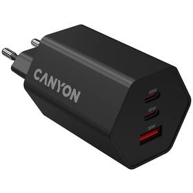 Nabíjačka do siete Canyon HEXAGON 65 GaN 65W 2x USB-C/1xUSB-A čierna

