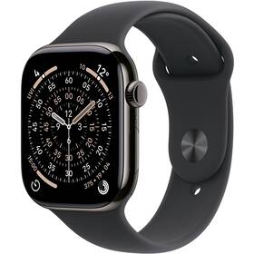 Inteligentné hodinky Apple GPS + Cellular 46mm bridlicovo sivý titán - čierny športový remienok - M/L 

