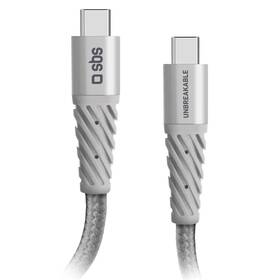 Kábel SBS Aramid Fibre USB-C/USB-C, 60 W, 1,5 m sivý

