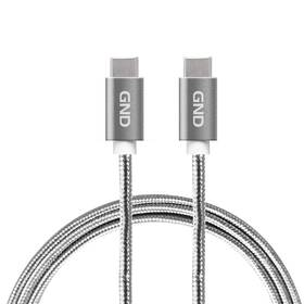 Kábel GND USB-C/USB-C 3.1, PD, 2m, opletený sivý

