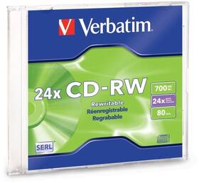 Disk Verbatim CD-RW 700MB 8-12x jewel box, 1ks 
