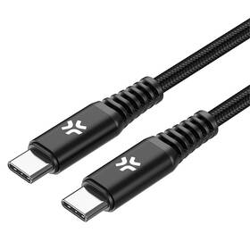 Kábel Celly USB-C/USB-C, opletený, 100 W, 2 m čierny

