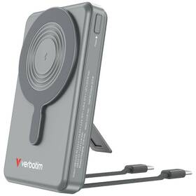 Powerbank Verbatim magnetická, bezdrôtová Charge 'n' Go C+C, displej, 10000 mAh sivá

