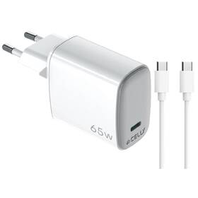 Nabíjačka do siete Celly 1x USB-C GaN, 6 W + USB-C kábel biela

