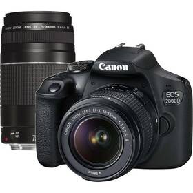 Digitálny fotoaparát Canon 2000D + EF-S 18-55mm DC III + EF 75-300 DC III čierny

