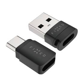 Redukcia FIXED hliníkový USB-C/C a USB-C/U, Data blocker 2in1 čierna

