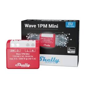 Modul Shelly Qubino Wave 1PM Mini, spínací modul s meraním spotreby 1x 8A, Z-Wave červený

