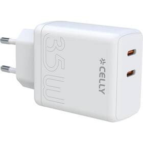 Nabíjačka do siete Celly 2x USB-C 35W PD biela


