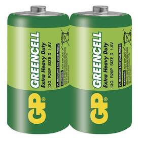 Batéria zinkochloridová GP Greencell D, R20, fólia 2ks 

