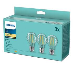 LED žiarovka Philips klasik, 8,5 W, E27, teplá biela, 3ks 

