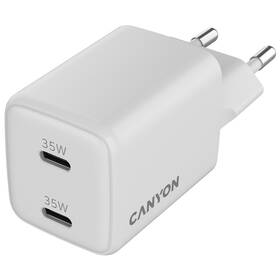 Nabíjačka do siete Canyon GaN 2xUSB-C 35 W biela

