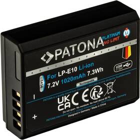 Batéria PATONA pre foto Canon LP-E10 1020mAh Li-Ion Platinum, USB-C čierna


