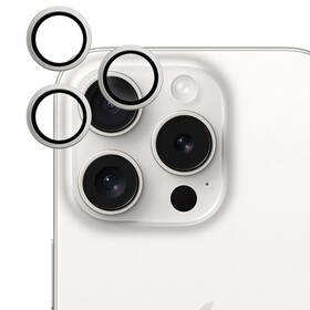 Ochranné sklo šošovky fotoaparátu Epico Aluminium Lens Protector na Apple iPhone 15 Pro/15 Pro Max strieborné

