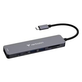 USB Hub Verbatim USB-C Essentials Multiport Hub 7 port - 2x USB 3.2 GEN 1 / HDMI / USB-C PD / USB-C 3.2 Gen 1 sivý

