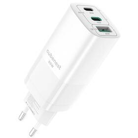 Nabíjačka do siete Cubenest S3D0 GaN, 1x USB, 2x USB-C PD, 65 W biela

