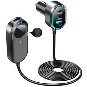 Adaptér do auta WG 2x USB, 4x USB-C PD, 100W čierny

