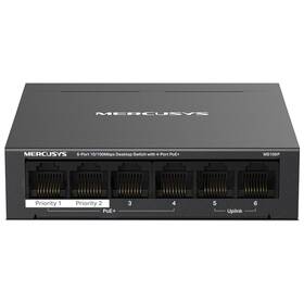 Switch Mercusys MS106P 6-Port FE (4-Port PoE+ 67W) čierny

