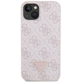 Kryt na mobil Guess 4G Strass Triangle Metal Logo na Apple iPhone 15 ružový

