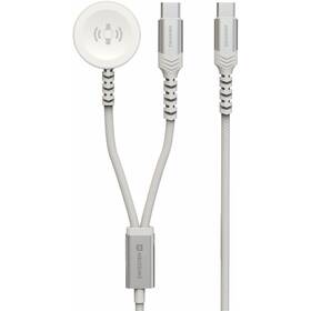 Nabíjací kábel Swissten 2v1 pro Apple Watch USB-C/USB-C 1,2 m biely

