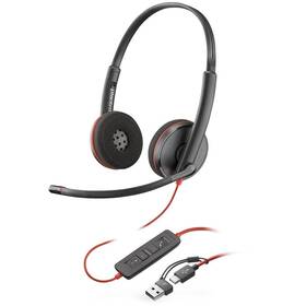  Headset HP Poly Blackwire 3220, USB-C/A adaptér, stereo