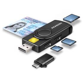 Čítačka eObčianok Axagon USB-A + USB-C PocketReader 4-slot + SD/microSD/SIM čierna farba

