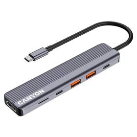 USB Hub Canyon DS-17 6in1 4k USB-C sivý

