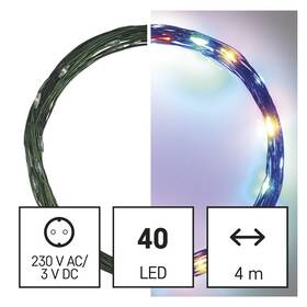 Vianočné osvetlenie EMOS 40 LED nano reťaz zelená, 4 m, vonkajšia aj vnútorná, multicolor, časovač 

