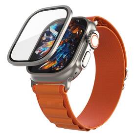 Tvrdené sklo FIXED Armor prémiové, s oceľovým rámikom na Apple Watch Ultra (49mm) Titanium


