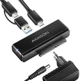 Adaptér Axagon Fast Port X - 2.5"/3.5" SSD/HDD, USB-C 10 Gbps čierny

