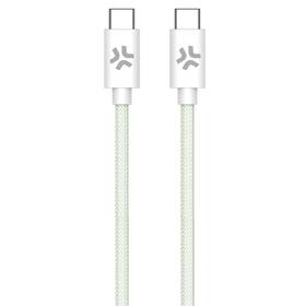 Kábel Celly USB-C/USB-C, opletený (bavlnený), 60 W, 1,5 m zelený

