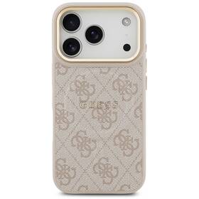 Kryt na mobil Guess PU Leather 4G Gold Frame MagSafe na Apple iPhone 17 Pro ružový

