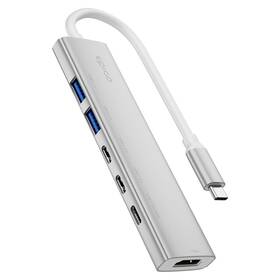 USB Hub Epico UltraHub 6in1 Slim Alu EH20 USB-C strieborný

