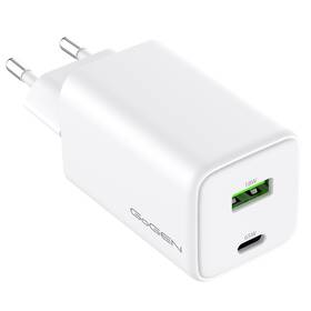Nabíjačka do siete GoGEN ACHPDQ265, 1x USB-C PD 65W + 1x USB-A 18W biela

