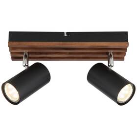 LED stropné svietidlo GLOBO Kayden, 2x GU10 čierne/drevené

