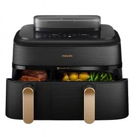 Fritéza teplovzdušná Philips Airfryer dual basket s parou 9 l NA552/00 čierna

